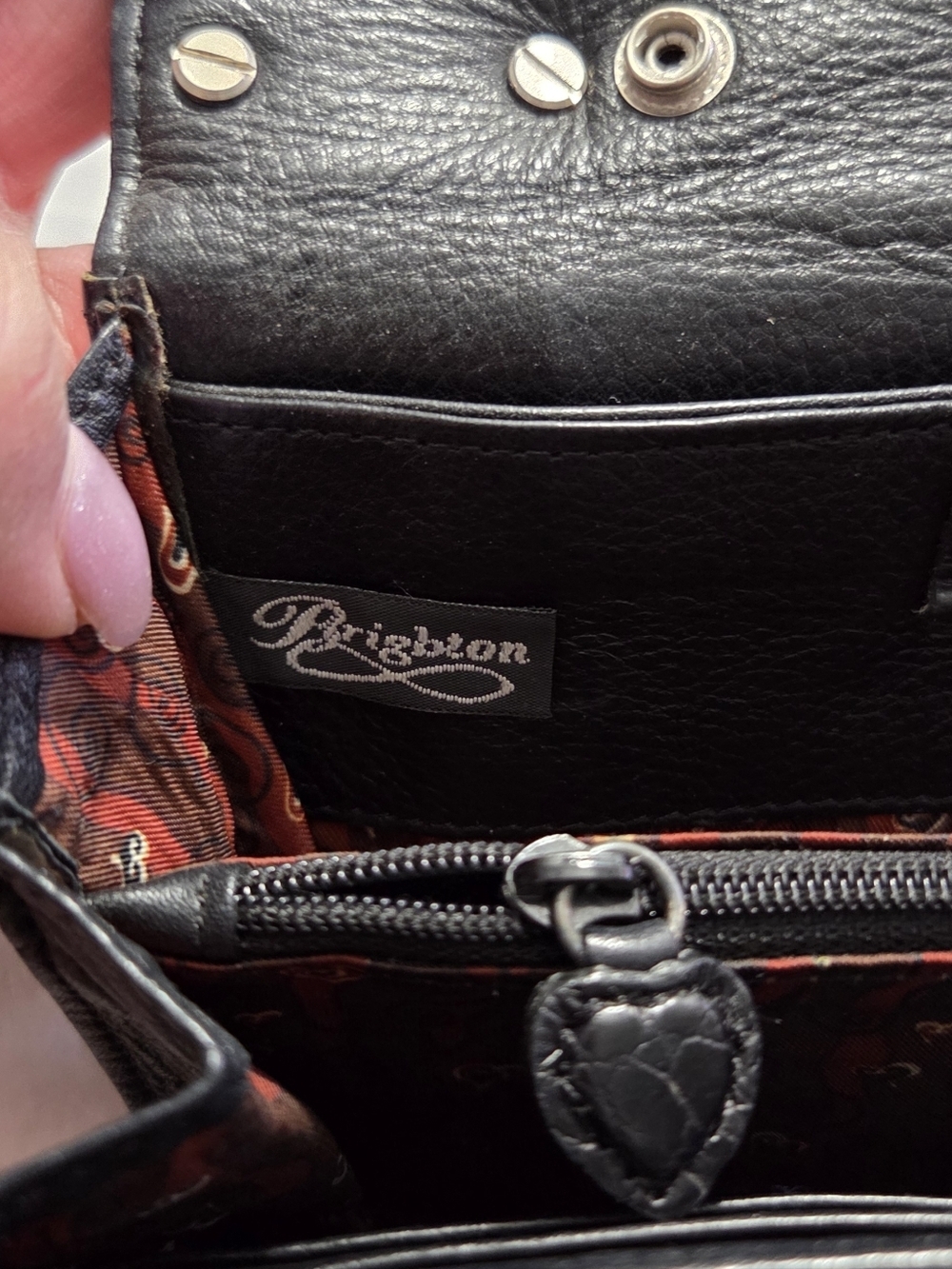 Brighton Black Croc-Embossed Top Handle Clutch- EUC - Picture 6 of 7